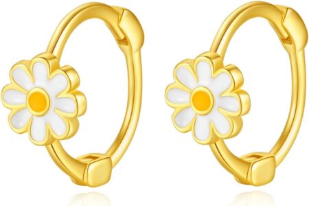 گوشواره طلا زنانه حلقه ای گل بابونه
