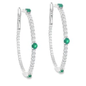 گوشواره طلا زنانه حلقه ای زمرد