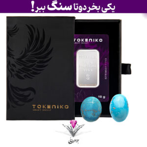 باندل شمش نقره توکنیکو 10 گرمی (999.9) به همراه سنگ فیروزه + فیروزه رایگان