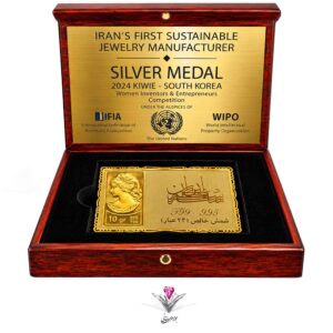 شمش طلا 24 عیار نقش برجسته ونوس 10/00 گرمی مدل کارت فلزی به همراه جعبه چوبی